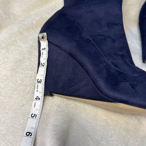 Boden Navy Blue Suede Stretch Knee-High Boots | EU 40 (US 9) | Wedge Heel - Picture 2 of 5